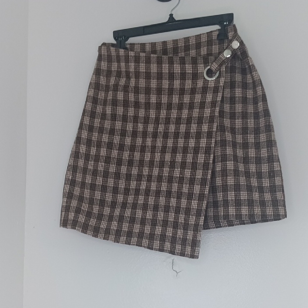Miami Checkered Mini Skirt in Brown and Cream
